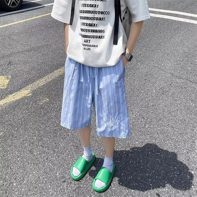男新款青少年时尚休闲条纹绣花短裤GDK31P33,男装牛仔裤,星座1116-2