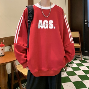 美式三杠条纹复圆领卫衣秋冬男女宽松长袖SW2475 -P45控68 50棉图片