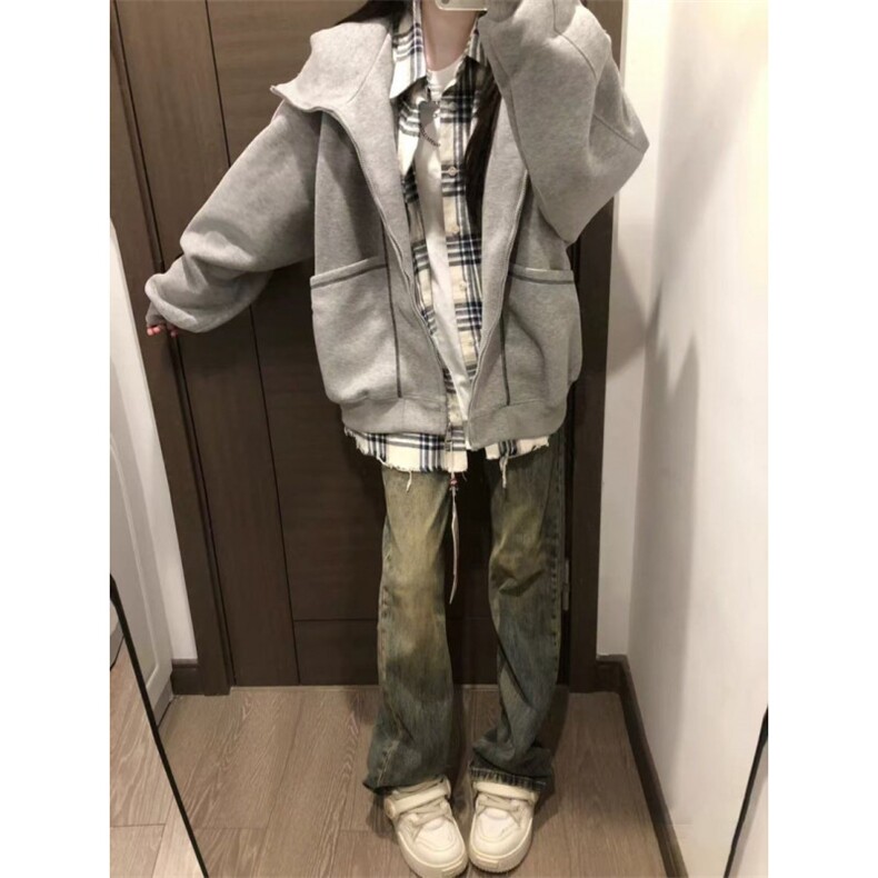 纯棉灰色大口袋开衫连帽卫衣ZW0131-P55,男装卫衣,星座313A(原308A-2)