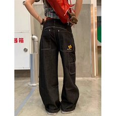 高街阔腿牛仔裤女新款宽松显瘦梨形身材高腰拖地裤LN12599-P51，男装牛仔裤，星座1008