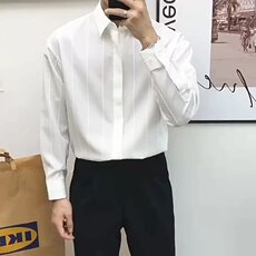 GS513P45复古宽松条纹百搭长袖衬衫日系港风男士休闲衬衣外套，男装衬衫，星座1108-5