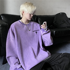 2023美式街头水洗宽松卫衣字母印花百搭上衣JK23421特批48-控79，男装卫衣，星座605(原A050)