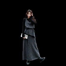 新款！灰色设计感马甲打底衫半身裙三件套6983-P195-K338，女装套装/套裙，2D034