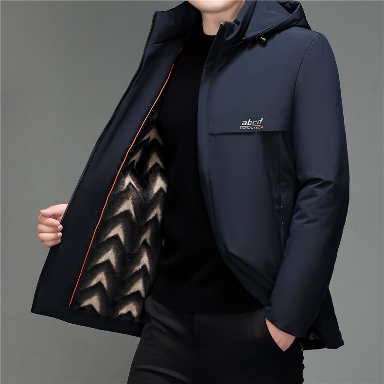 2023冬季新款男士连帽加厚保暖棉服外套中年商务休闲爸爸装棉衣,男装棉衣,电商B212（原钱塘6029）