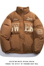 白鸭绒白底22冬季潮牌潮流字母印花加厚立领羽绒服YR223P195控258，男装羽绒服，电商A247-1