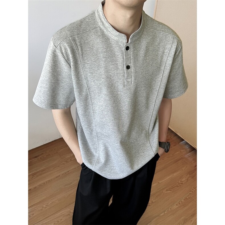 W168自家图模特图高质量夏季短袖P32灰色黑色M到3XL,男装T恤,星座506A
