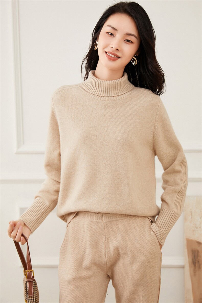半高领打底衫女2024新款内搭显瘦35%山羊绒衫,女装羊绒衫,杭跃羊绒