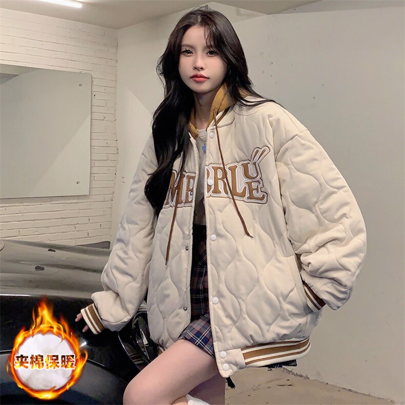 A181-P108 棉服冬装连帽可拆卸新款学生棉袄短款棒球棉衣外套图片