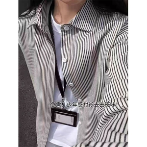 条纹衬衫外套女秋季新款百搭内搭衬衣设计感小众上衣WLC511-P35图片