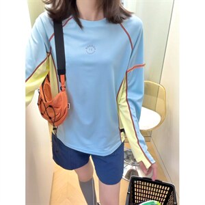 高品 户外山系轻薄透气速干撞色骑行运动长袖T恤男女 A1354-P48图片