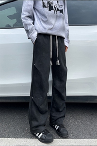 8XL-M 美式扎染脏脏弯刀卫裤男阔腿裤子直筒运动长裤K9126P48控68图片