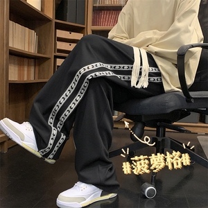 休闲裤子春秋季宽松百搭直筒港风潮牌垂感阔腿长裤K910-特批40图片
