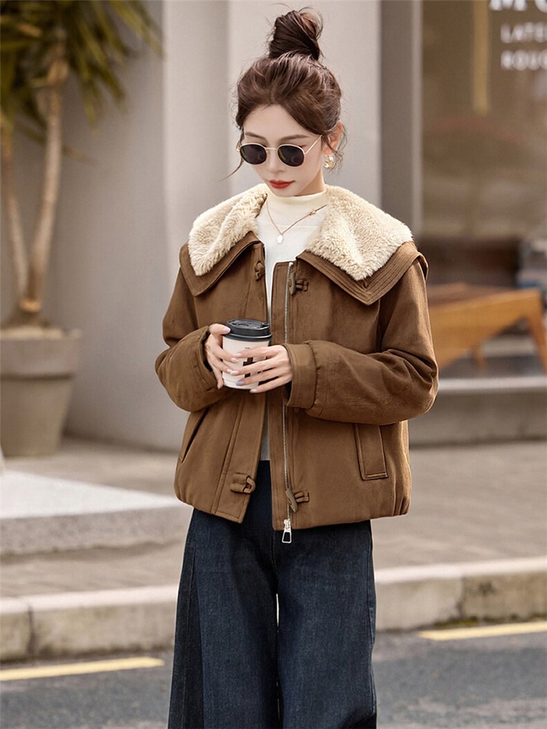 （现货）时尚潮流舒适柔和皮毛一体棉外套,女装棉衣/棉服,韩蔻秀