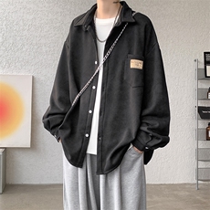 8XL-M秋冬款加绒加厚衬衫男做旧脏脏保暖外套大码衬衣CS29002P65，男装衬衫，电商B312