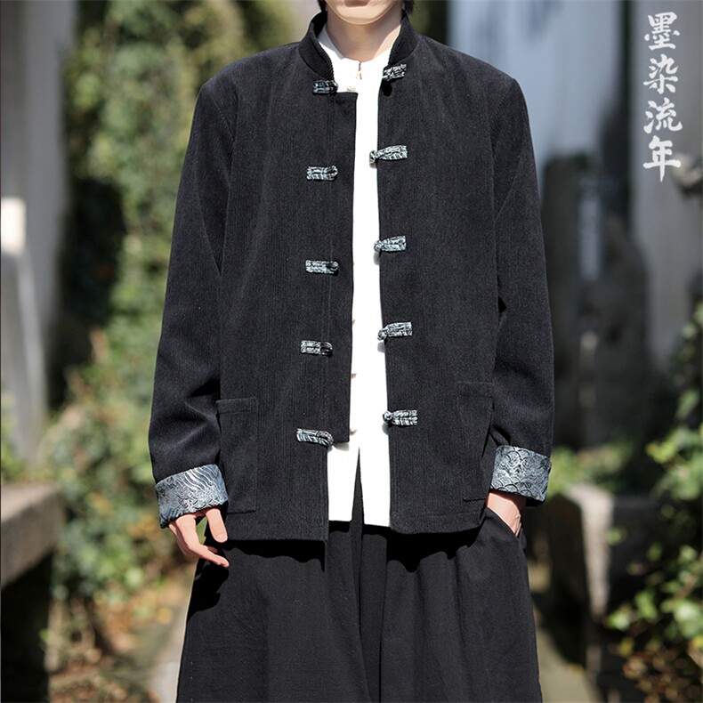 灯芯绒2025秋新中式古风撞色提花夹克唐装外套A821-P105,男装夹克,钱塘7008(原4008)