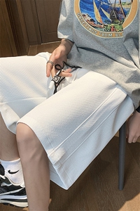 夏华夫格短裤男美式高街肌理感宽松休闲五分裤子XZ514-2-1527-P38图片