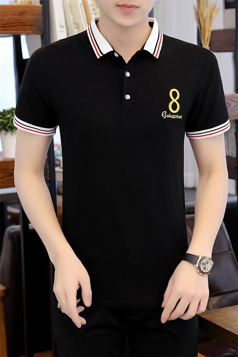 夏季纯棉短袖Polo衫男士翻领T恤韩版修身半袖打底衫YT20,男装Polo衫,星座509