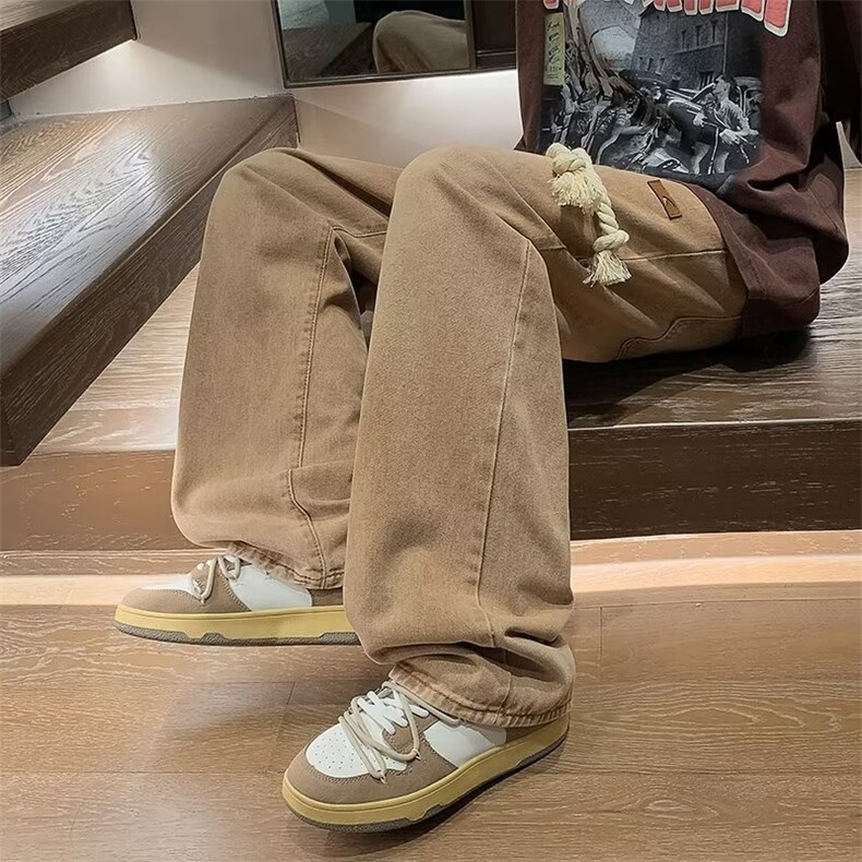 牛仔裤男款秋冬季高街vibe直筒阔腿裤子潮牌宽松时尚百搭休闲长裤,男装牛仔裤,星座1210-1