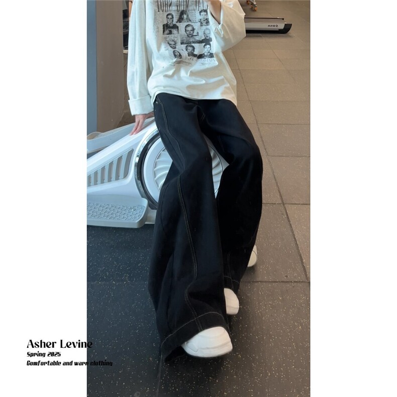 美式复古cleanfit弯刀牛仔裤男女新款宽松直筒阔腿裤LT88988-P45,男装牛仔裤,星座1008