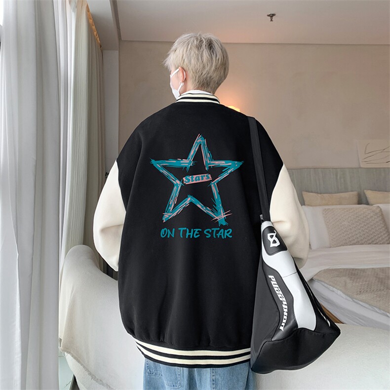 摇粒绒棒球服男大码开衫卫衣男夹克BF86340-P65,男装夹克,电商A040