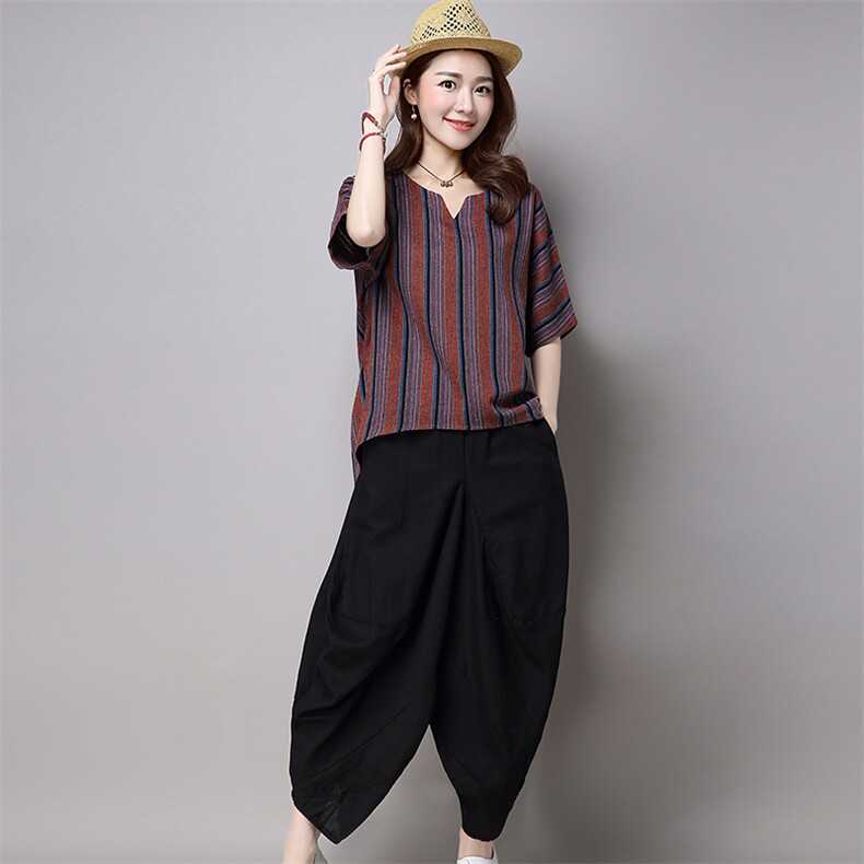 T恤竖条纹圆领2021年夏季短袖常规宽松时尚气质潮流优雅，女装T恤，独衣靓