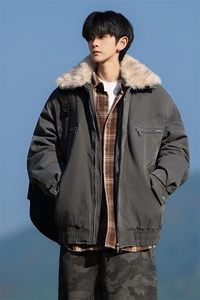 M1658-P115 冬季新款美式可脱卸毛领水洗工装棉服外套图片