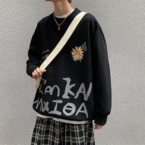港风新款男女休闲圆领印s花潮流百搭宽松卫衣A816-P45图片