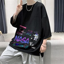 Q11186-P30NASA联名同款春夏季七分袖t恤大码五分袖男短袖中袖，男装T恤，电商A040