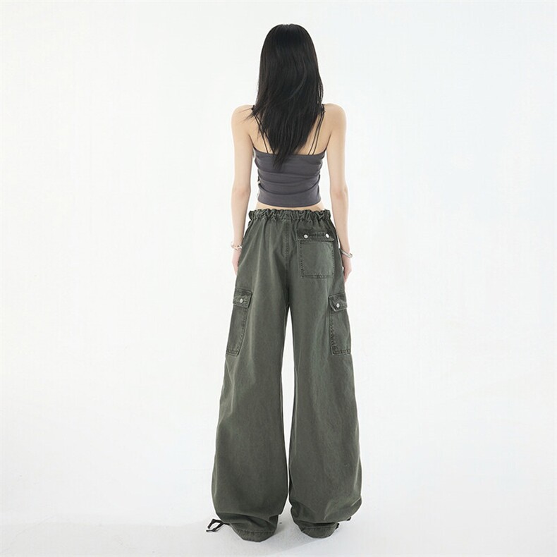 纯棉美式工装裤女2025春夏宽松阔腿拖地裤休闲裤新款YD9002-P75,男装工装外套,星座509