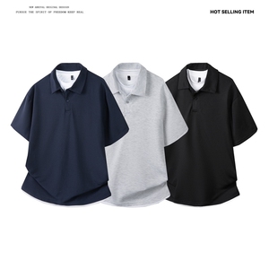 PL9006-P35-控58-假两件现货POLO衫男短袖T恤纯色翻领透气网眼图片