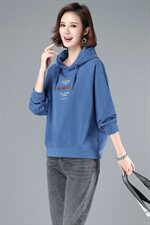 时尚宽松连帽刺绣卫衣女新款韩版百搭显瘦长袖上衣外套秋冬季加绒加厚学生潮，女装卫衣/绒衫，简韵佳