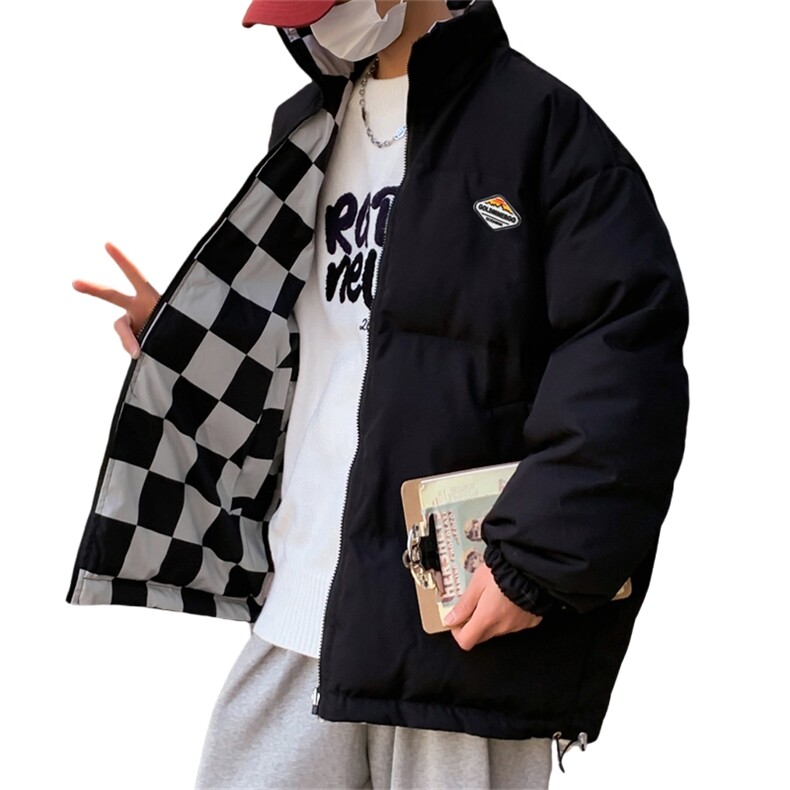 两面穿羽绒棉服外套男冬加厚潮牌oversize格子情侣面包服棉衣袄子,男装棉衣,星座505-2（原电商A260-1)