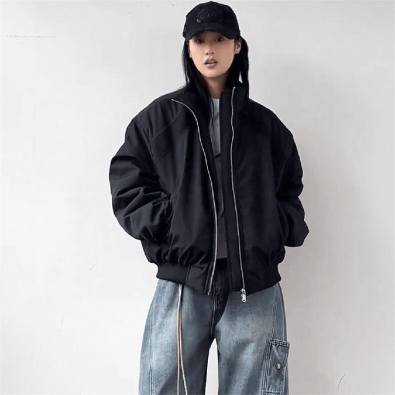 高品质春装新款老钱风美式高街解构立领棒球服飞行夹克潮休闲外套,男装夹克,电商A443