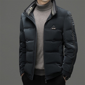 冬季新款立领加厚保暖羽绒服中年男士商务休闲爸爸装白鸭绒外套图片