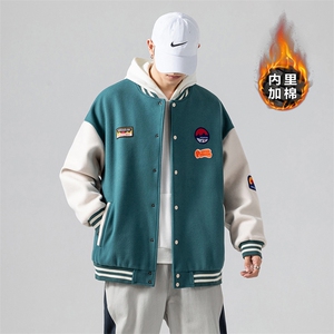 2024冬款棒球服无影墙boy拼接呢料贴布标加棉加厚棉服J67201-P105图片
