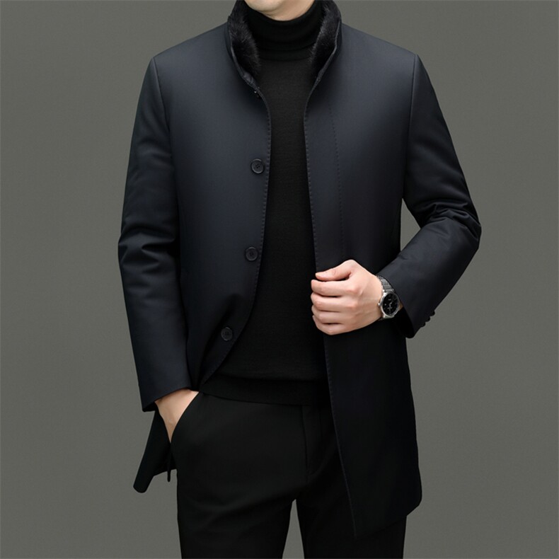 XL-YR8986新款冬季男士鸭绒羽绒服水貂毛领保暖外套修身风衣大衣图片