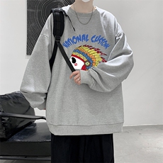 华夫格卫衣圆领卫衣男大码长袖t恤男外套HW76196-P30加绒款-P40，男装卫衣，电商A040