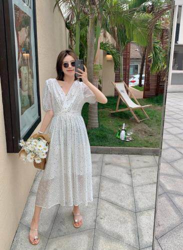 小雏菊雪纺连衣裙,女装连衣裙,晶晶