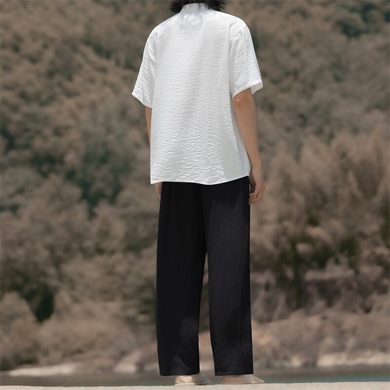 TZ888^夏季新款新中式风男士套装盘扣短袖T,男装T恤,钱塘777(原3023)