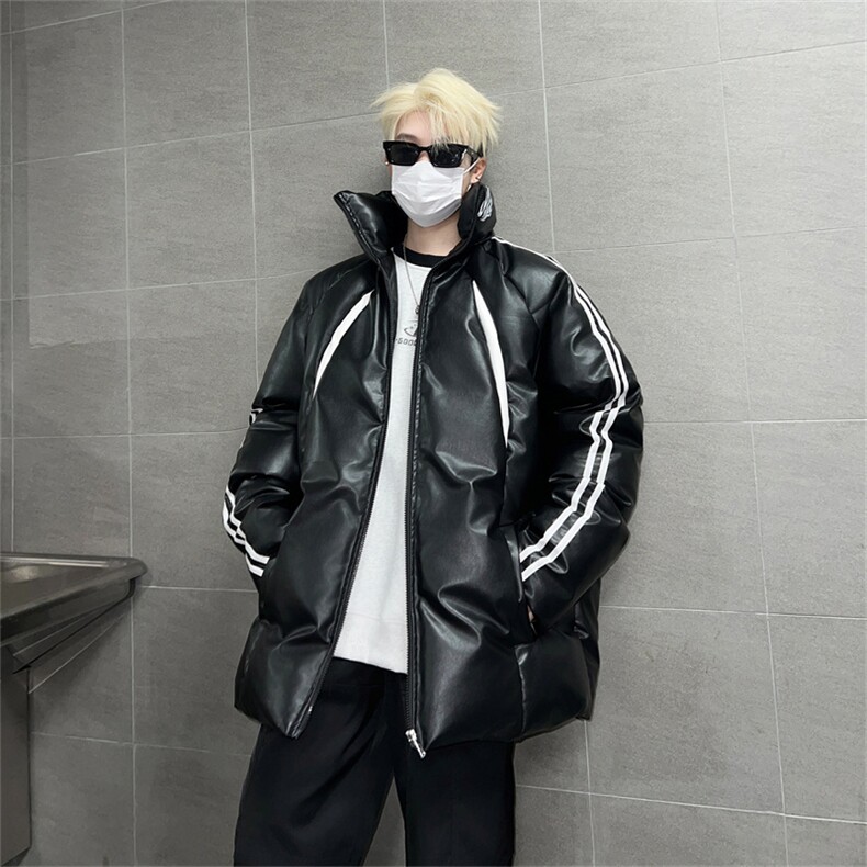 三条杠皮棉服冬季宽松棉衣立领冬装棉袄外套男MY2416-特100控168,男装棉衣,电商B370