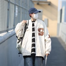 美式复古棒球服棉服外套男春秋季新款飞行员嘻哈潮牌宽松立领夹克，男装夹克，星座1210-1
