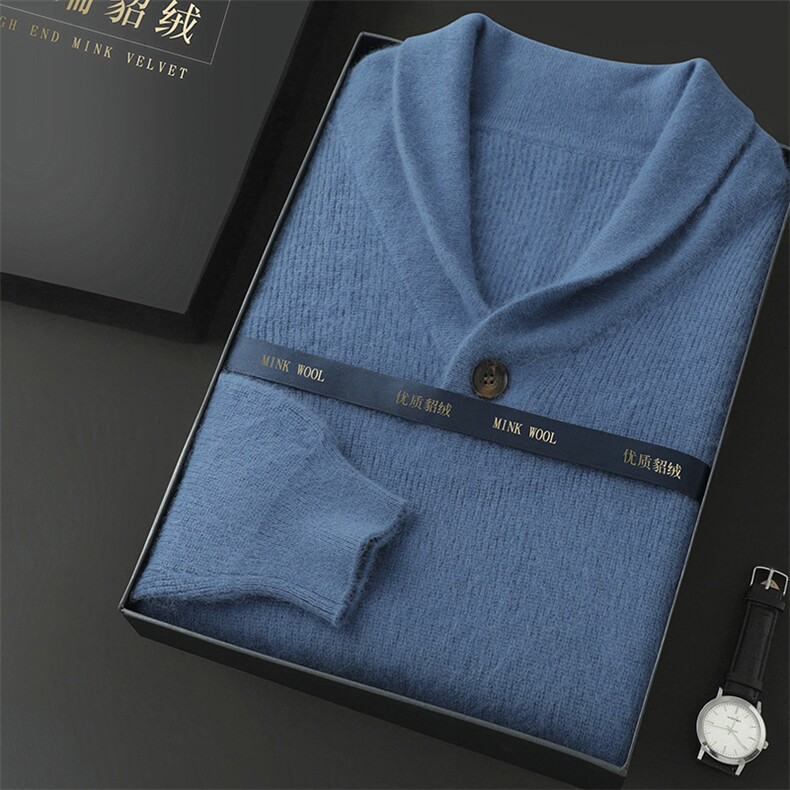 高品质男士V领貂绒衫秋冬新款舒适保暖时尚百搭,男装针织衫/毛衣,冬贝尔貂绒