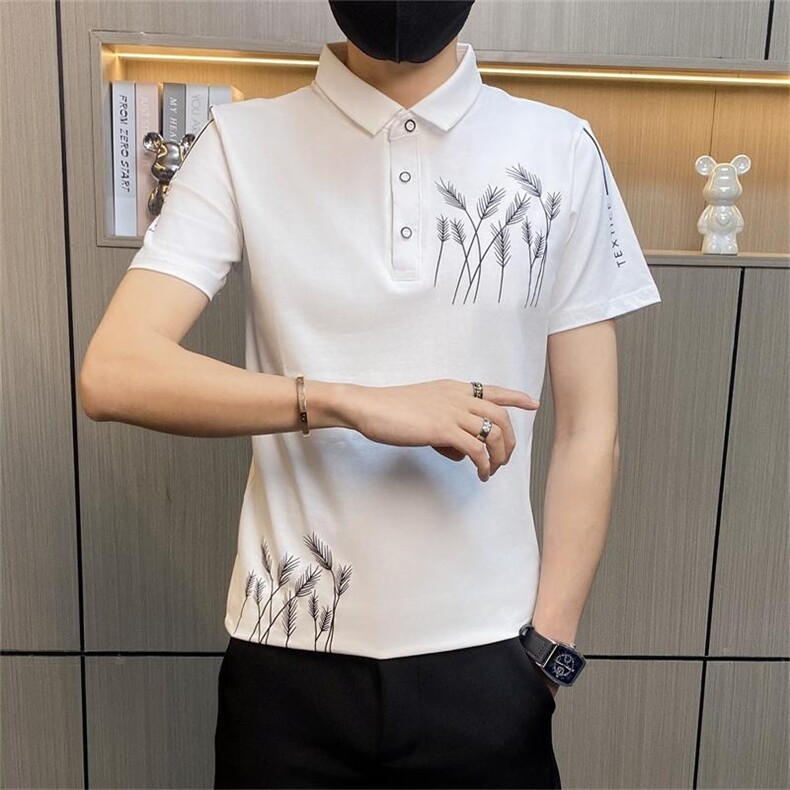 PL010-特P35控55T恤男薄款修身韩版短袖polo衫男士牌麦穗设计,男装Polo衫,电商D310B-1