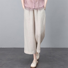 天丝亚麻裤女夏季薄款2025新款小个子妈妈休闲防晒裤子夏天阔腿裤，女装休闲裤，忆绮罗