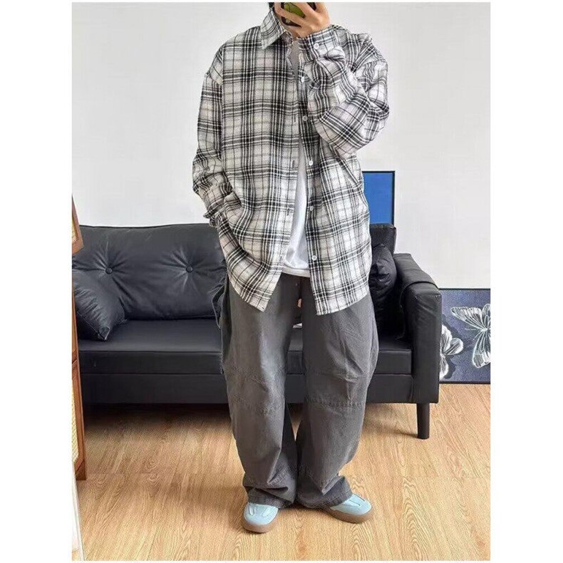 C518P36春夏男装长袖衬衫薄外套格子学院风衬衣男装,男装衬衫,星座512-6