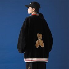 20年秋冬新款贴绣小熊休闲灯芯绒棒球服外套DSB293-Y777-P90控125，男装夹克，电商A306