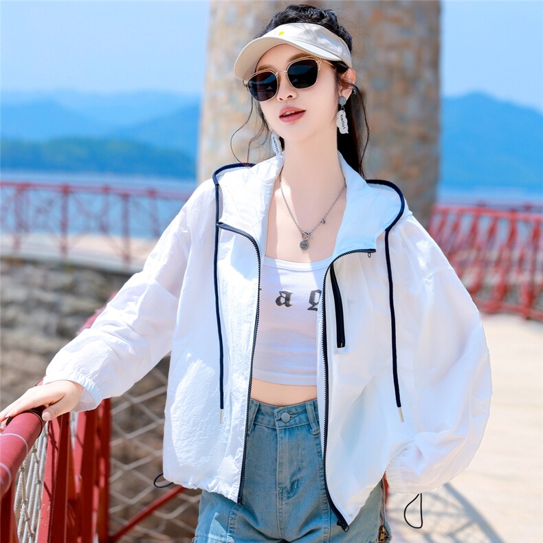 连帽防晒衣女夏2025新款时尚百搭宽松休闲轻薄透气防晒服开衫外套,女装防晒衣,可可小西