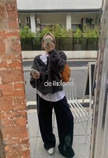 冬季新款重工针织拼羊羔毛套头帽衫，其它，AT(2F)