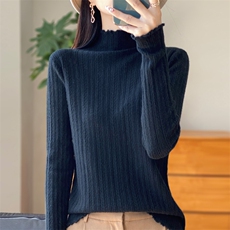 新款羊毛衫女100羊毛半高套头宽松针织衫衫毛衣打底衫洋气，女装针织衫/毛衣，源达羊绒