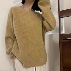 毛衣女洋气针织衫秋冬季宽松纯色简约打底衫图片